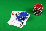 Poker - A Pair of Aces with Poker Chips 3