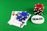 Poker - A Pair of Aces with Poker Chips 4