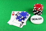 Poker - A Pair of Aces with Poker Chips 5