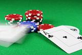 Poker - Beat that - A pair of aces thrown on the baize