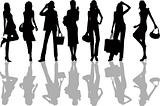 Shopping Girls - vector illustration