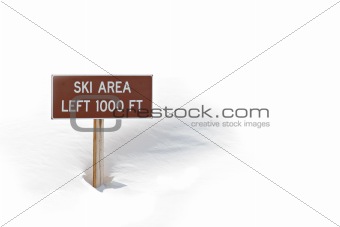 ski area sign in snow