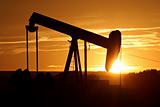 oil pump against setting sun