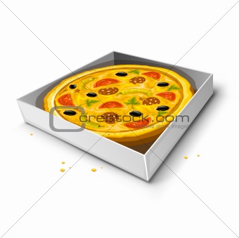 paper box with pizza vector illustration