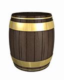 wooden gold Barrel isolated on white withe background