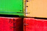 Fragment of four colour wooden boxes
