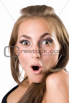 portrait of the beautiful young surprised girl. Isolated
