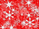 Bright White christmas snowflakes on a red background design