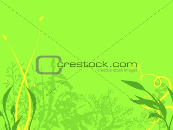Yellow Plants and Green Leafy Illustration