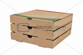 Three pizzas boxes