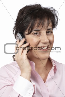 Smiling woman talking with phone