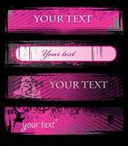 Set of vector pink grunge banners