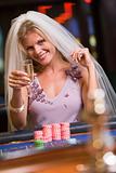 Woman enjoying bridal shower at casino