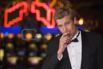 Man standing inside casino