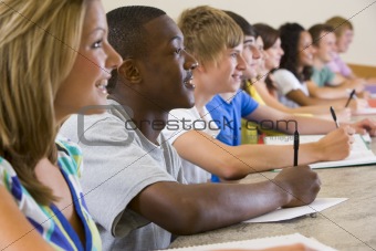 College students listening to a university lecture
