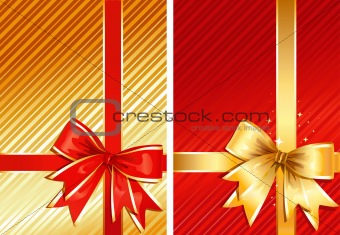 Golden Ribbon & Red Ribbon / two gifts / vector