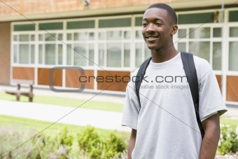 Male college student on campus