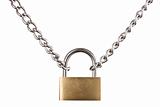 Security concept - padlock on chain isolated