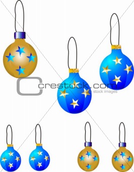 Gold and Blue Decorative Christmas Balls