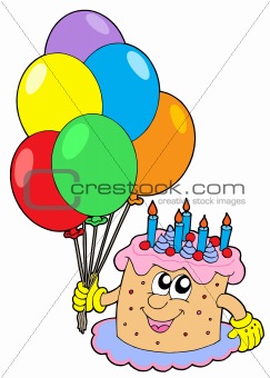 Birthday cake with balloons