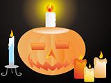 pumpkins with candles, vector illustration