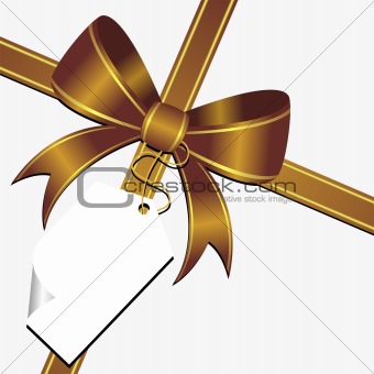 Gold bow with tag