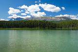 Tranquil lake view in Canadian Rockies