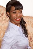 Smiling black girl portrait in retro styleSmiling black girl por