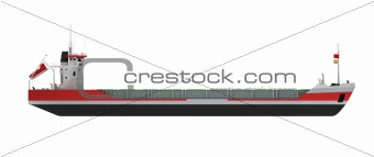 Big cargo ship isolated side view