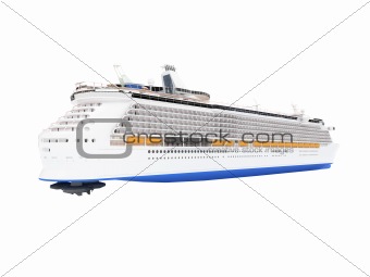 Cruise ship isolated back view