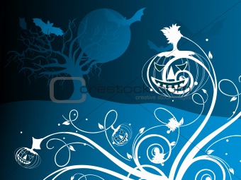 halloween blue background illustration