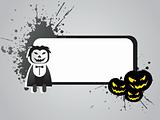halloween frame with pumpkin and cartoon on the grunge background