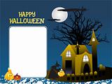 halloween monster house with banner
