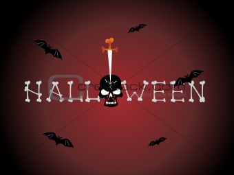 halloween red background with skull and sword