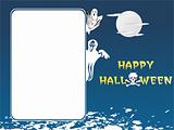 halloween white frame with blue abstract background
