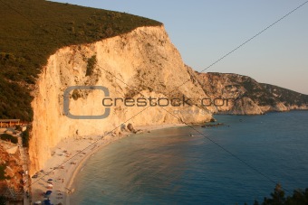 Exotic beach with perfect waves on Lefkada Island in Greece