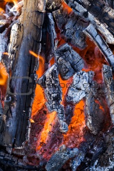 Burning glaring charcoal