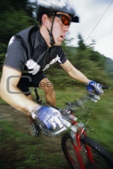 Man mountain biking