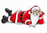 Santa Claus lying Christmas vector illustration