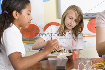Schoolgirls in a science class