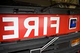 Detail of the front of a fire engine