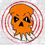 Angry Orange Skull on a Grunge Background
