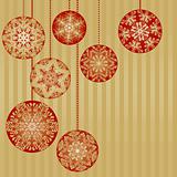 Christmas Ornaments on a Gold Background