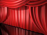 red stage drapes
