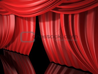 red stage drapes