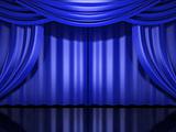blue stage drapes