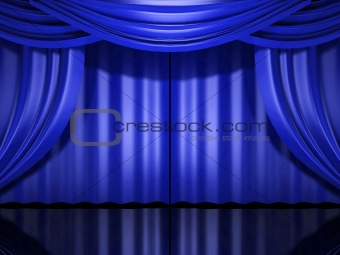 blue stage drapes
