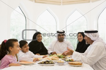A Middle Eastern family enjoying 