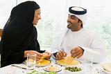 A Middle Eastern couple enjoying a meal 