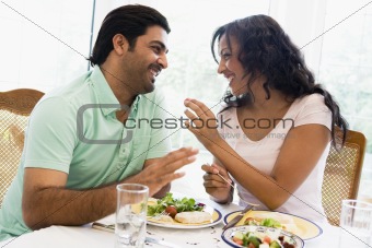 A Middle Eastern couple enjoying a meal together